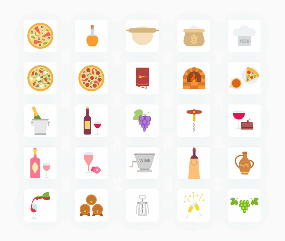 Beer Wine and Pizza-Flat-Vector-Icons Icons Beer Wine and Pizza Flat Vector Icons S12092102 powerpoint-template keynote-template google-slides-template infographic-template