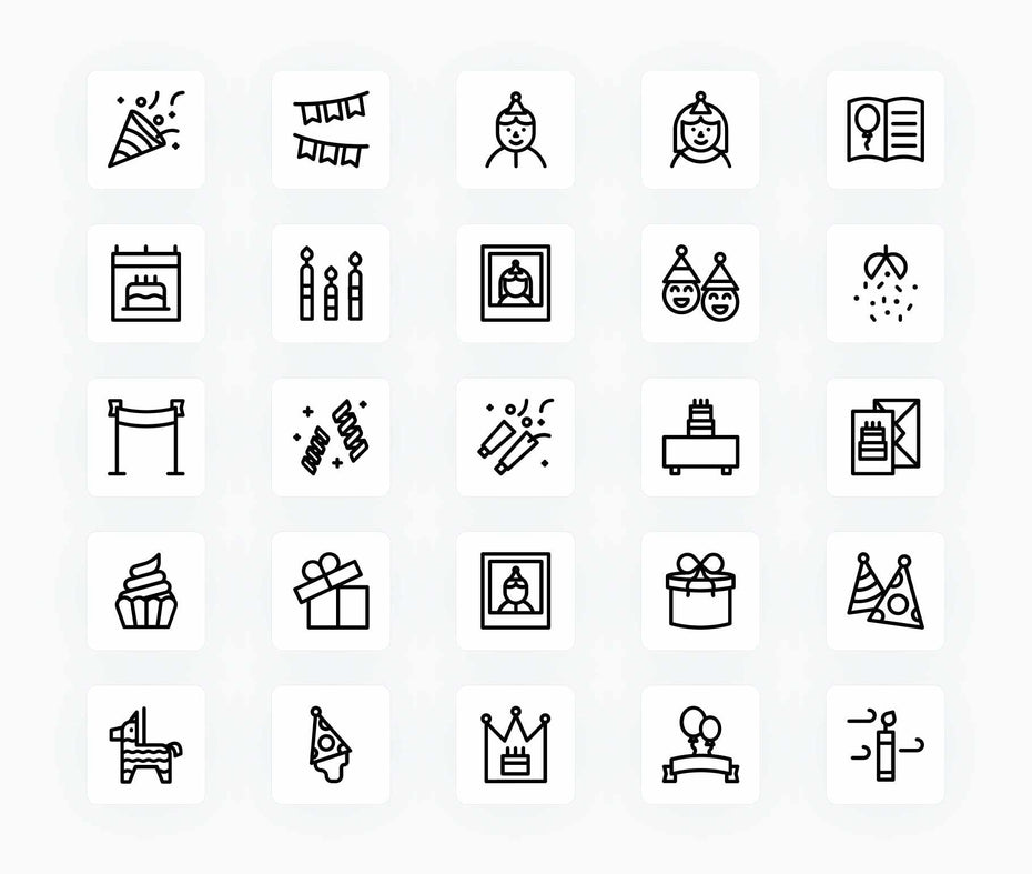 Birthday-Outline-Vector-Icons Icons Birthday Outline Vector Icons S12172102 powerpoint-template keynote-template google-slides-template infographic-template