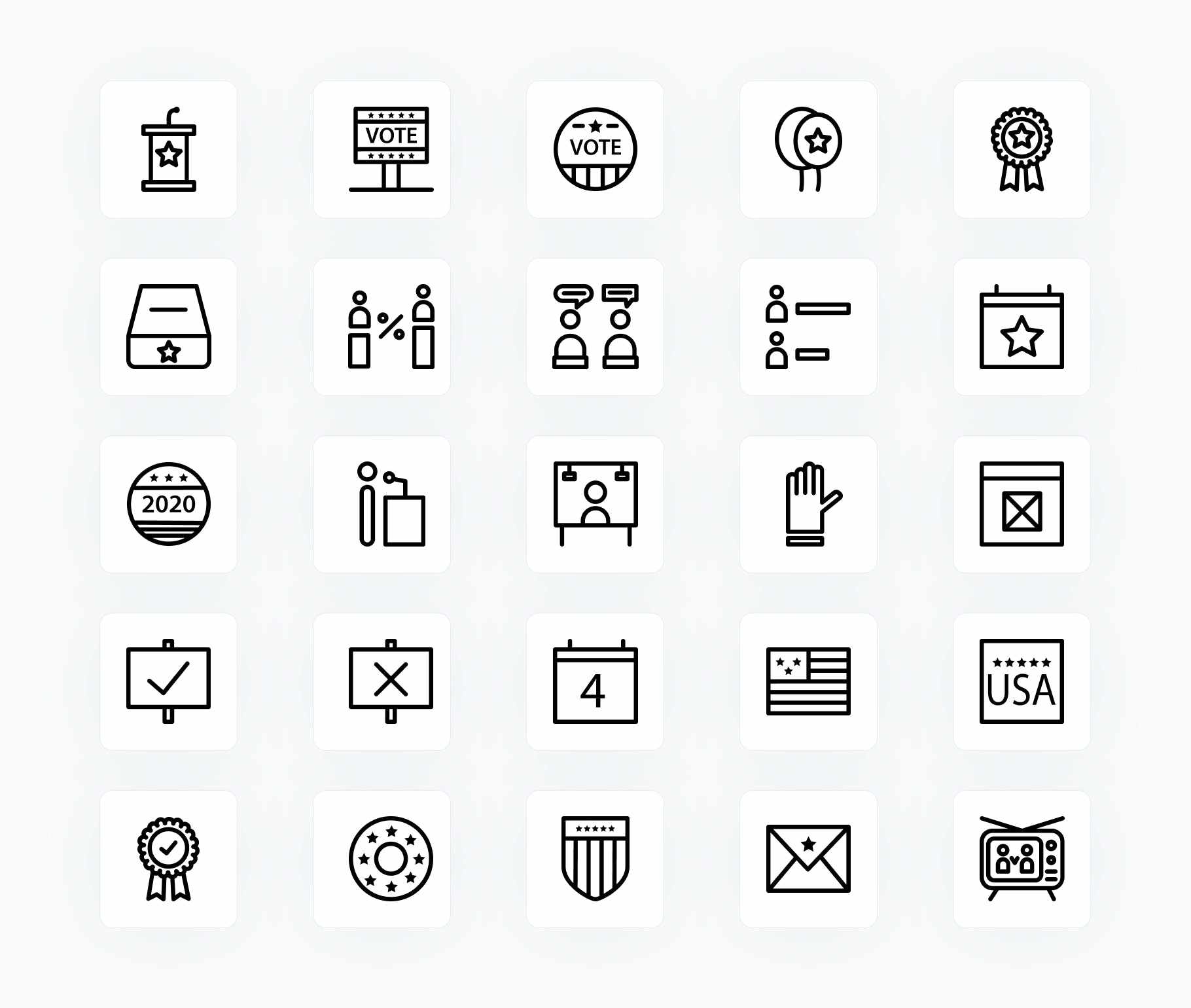 Election Votes US Flag-Outline-Vector-Icons Icons Election Votes US Flag Outline Vector Icons S12172101 powerpoint-template keynote-template google-slides-template infographic-template