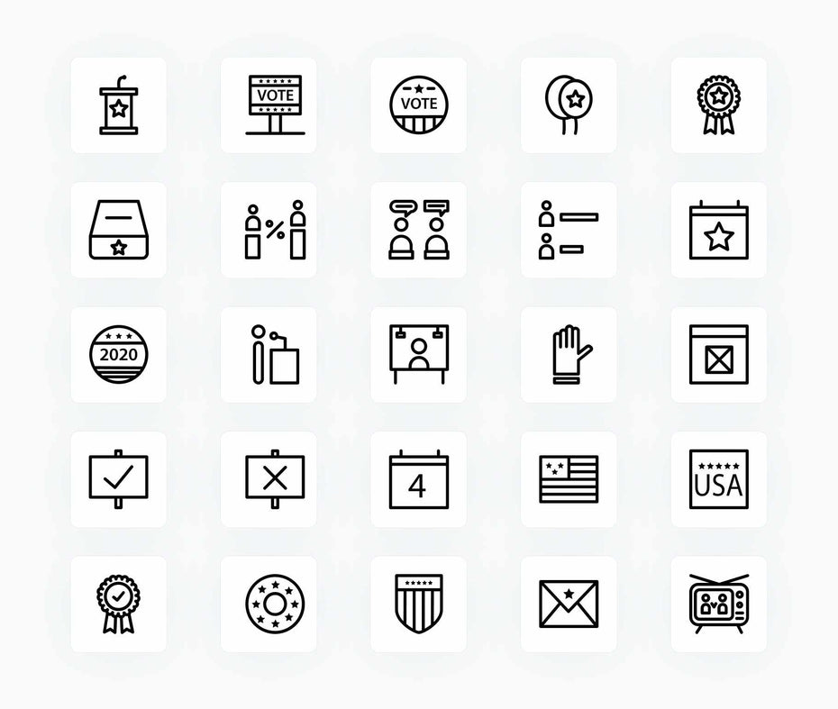 Election Votes US Flag-Outline-Vector-Icons Icons Election Votes US Flag Outline Vector Icons S12172101 powerpoint-template keynote-template google-slides-template infographic-template