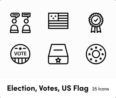 Election Votes US Flag-Outline-Vector-Icons Icons Election Votes US Flag Outline Vector Icons S12172101 powerpoint-template keynote-template google-slides-template infographic-template