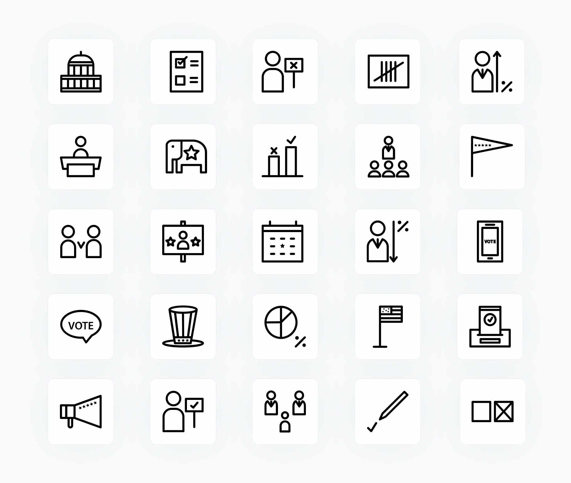 Election Votes US Flag-Outline-Vector-Icons Icons Election Votes US Flag Outline Vector Icons S12172102 powerpoint-template keynote-template google-slides-template infographic-template