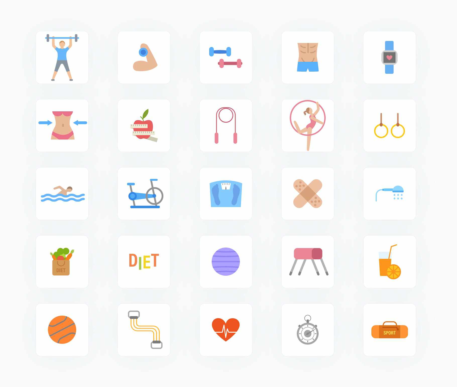 Fitness Flat Vector Icons S12082103-Icons-Fitness-Flat-Vector-Icons-Powerpoint-Keynote-Google-Slides-Adobe-Illustrator-Infografolio