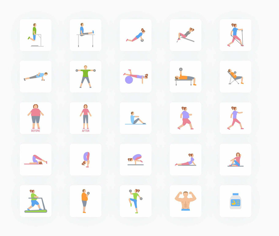 Fitness Flat Vector Icons S12082104-Icons-Fitness-Flat-Vector-Icons-Powerpoint-Keynote-Google-Slides-Adobe-Illustrator-Infografolio