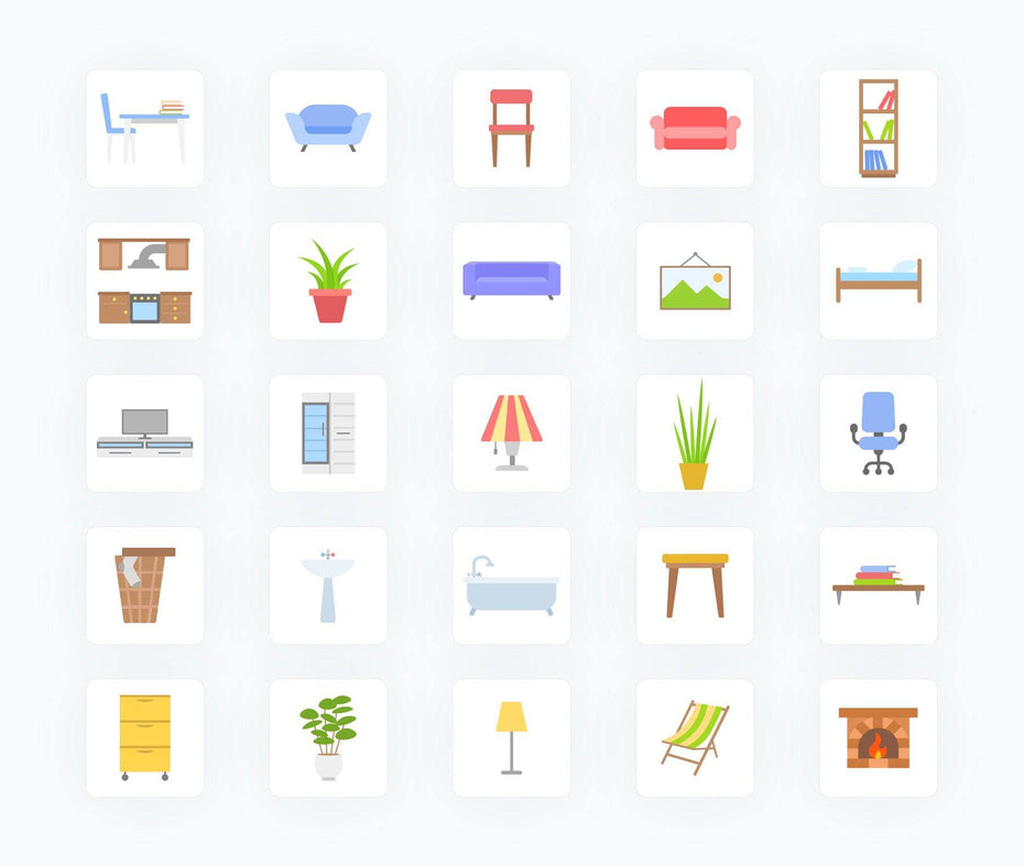 Furniture-Flat-Vector-Icons Icons Furniture Flat Vector Icons S01192204 powerpoint-template keynote-template google-slides-template infographic-template