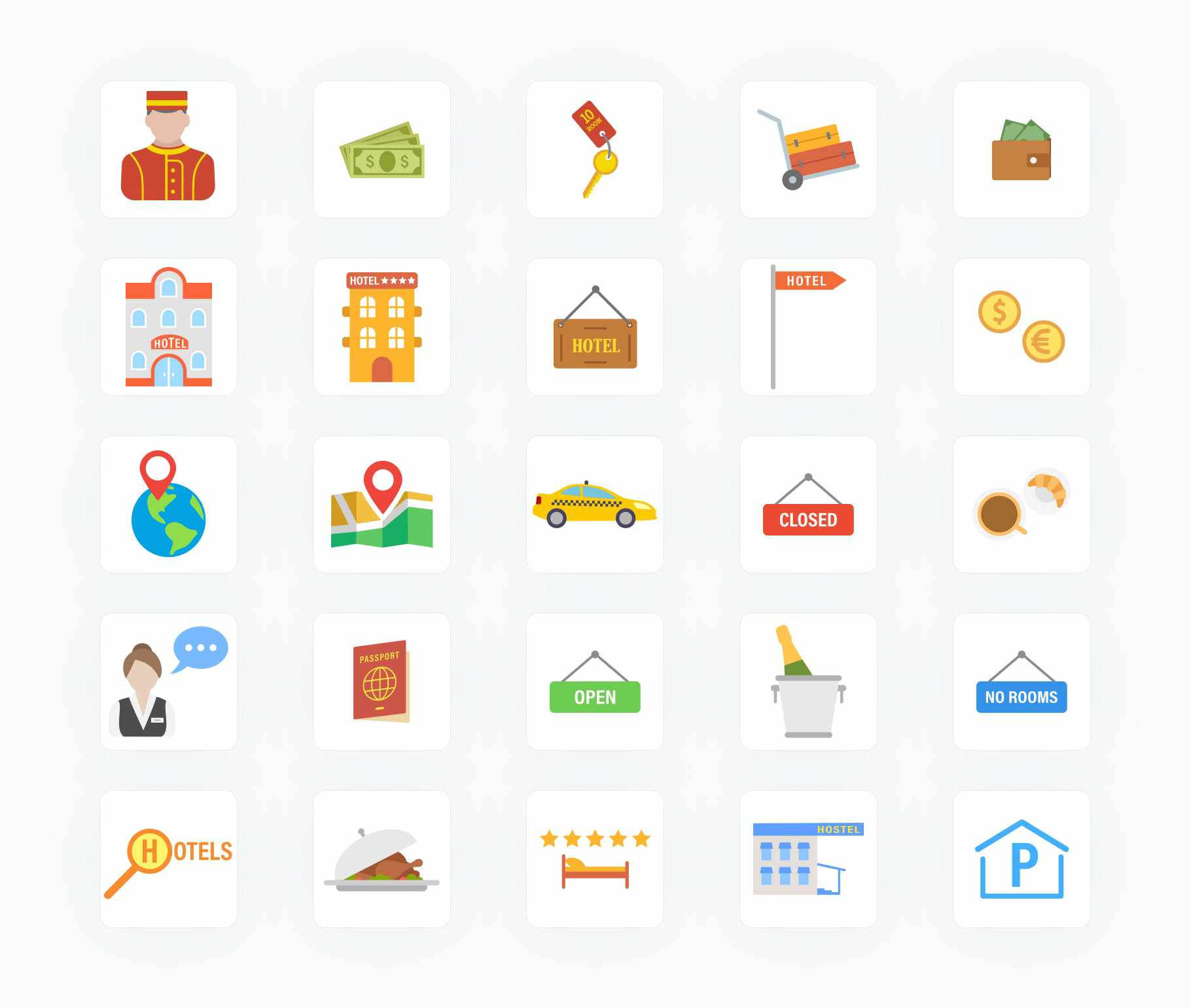 Hotels Flat Vector Icons S12082101-Icons-Hotels-Flat-Vector-Icons-Powerpoint-Keynote-Google-Slides-Adobe-Illustrator-Infografolio