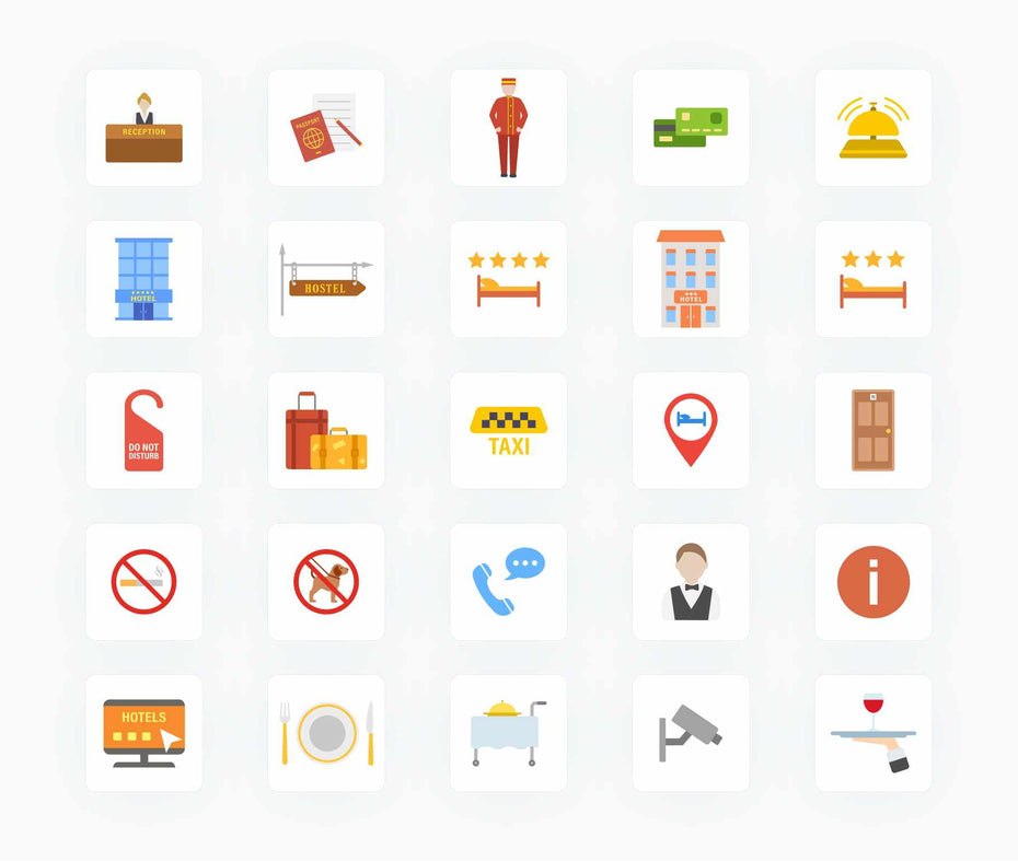 Hotels-Flat-Vector-Icons Icons Hotels Flat Vector Icons S12082103 powerpoint-template keynote-template google-slides-template infographic-template