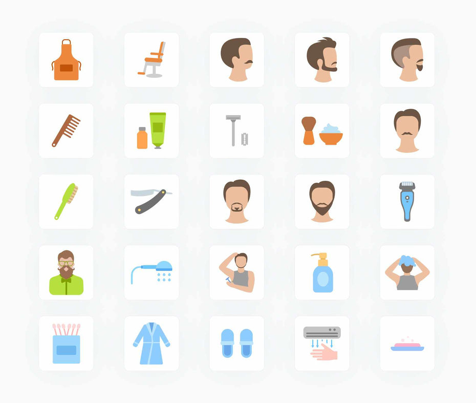 Men-Flat-Vector-Icons Icons Men Care Flat Vector Icons S12082101 powerpoint-template keynote-template google-slides-template infographic-template