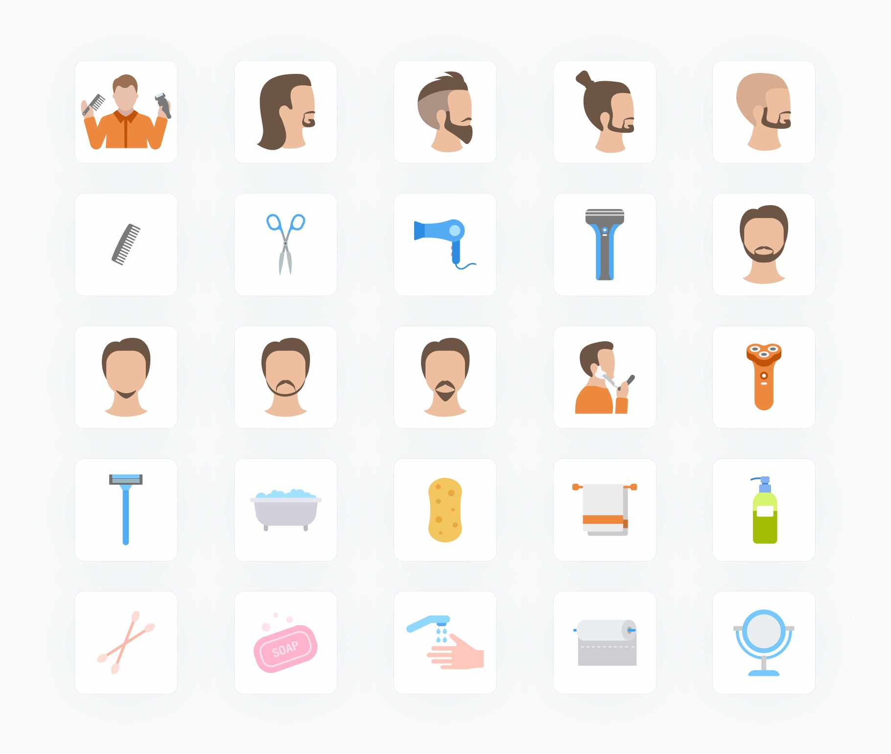 Men-Flat-Vector-Icons Icons Men Care Flat Vector Icons S12082103 powerpoint-template keynote-template google-slides-template infographic-template