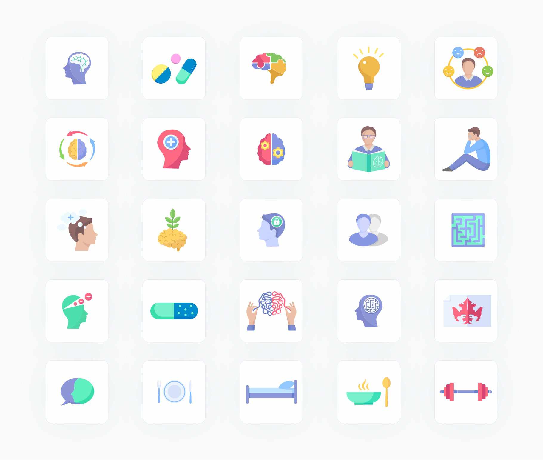 Mental Health-Flat-Vector-Icons Icons Mental Health Flat Vector Icons S12082101 powerpoint-template keynote-template google-slides-template infographic-template