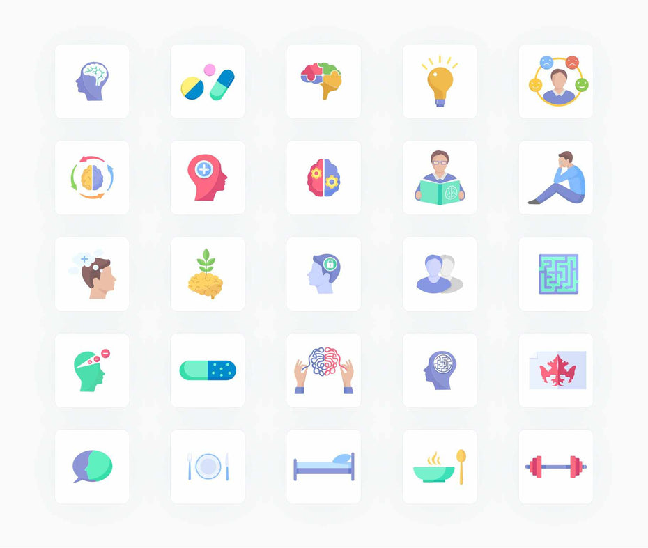 Mental Health-Flat-Vector-Icons Icons Mental Health Flat Vector Icons S12082101 powerpoint-template keynote-template google-slides-template infographic-template