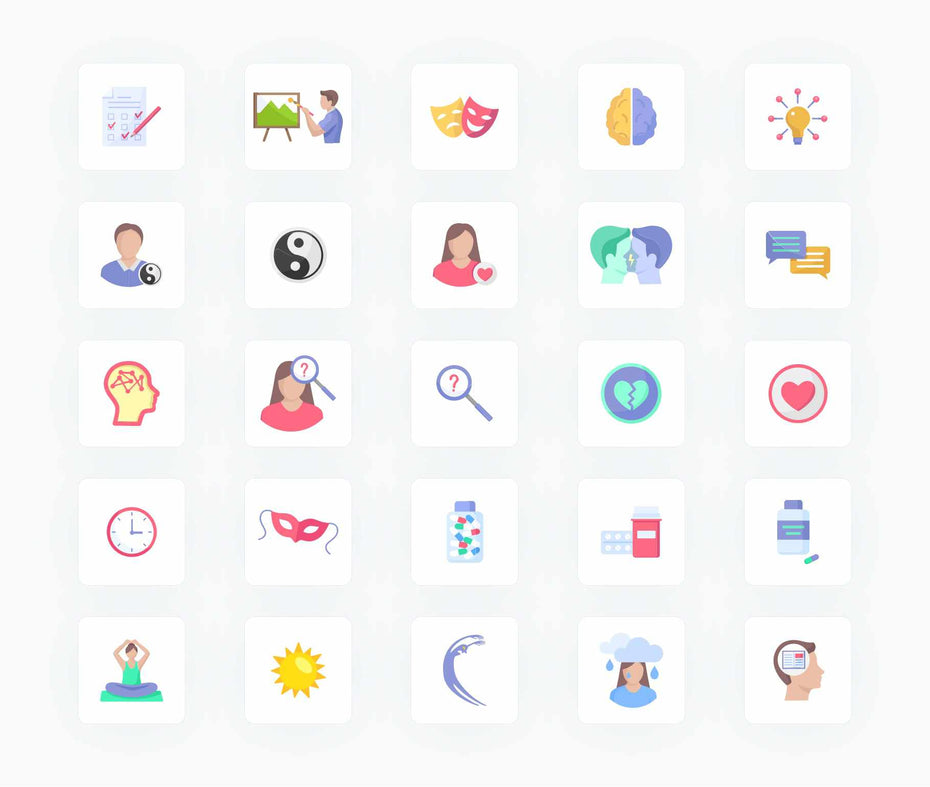Mental Health-Flat-Vector-Icons Icons Mental Health Flat Vector Icons S12082102 powerpoint-template keynote-template google-slides-template infographic-template