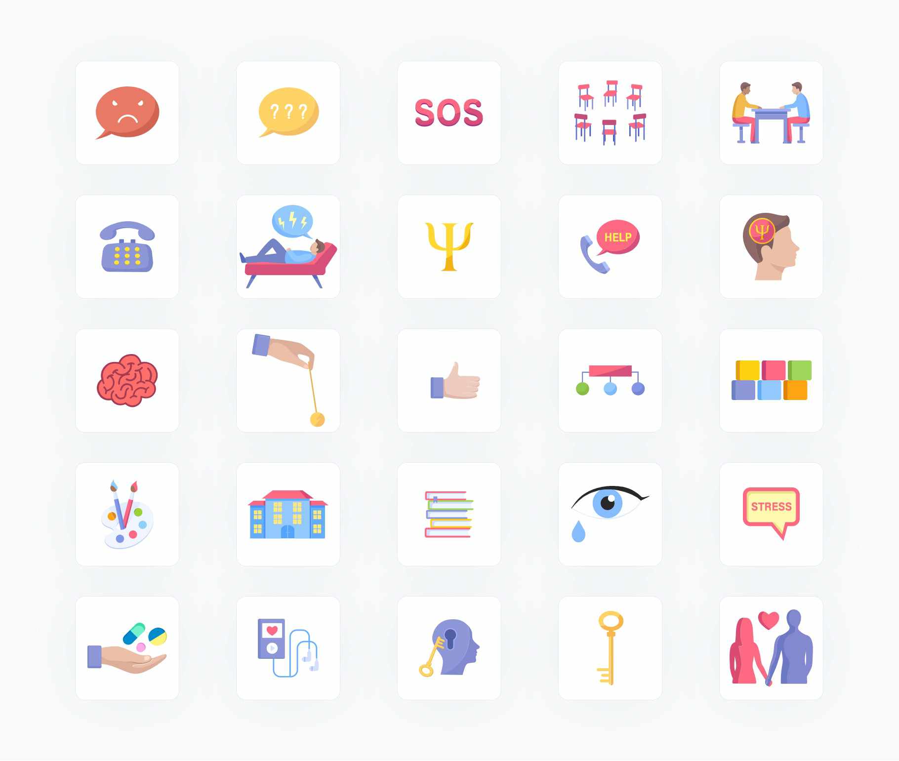 Mental Health-Flat-Vector-Icons Icons Mental Health Flat Vector Icons S12082103 powerpoint-template keynote-template google-slides-template infographic-template