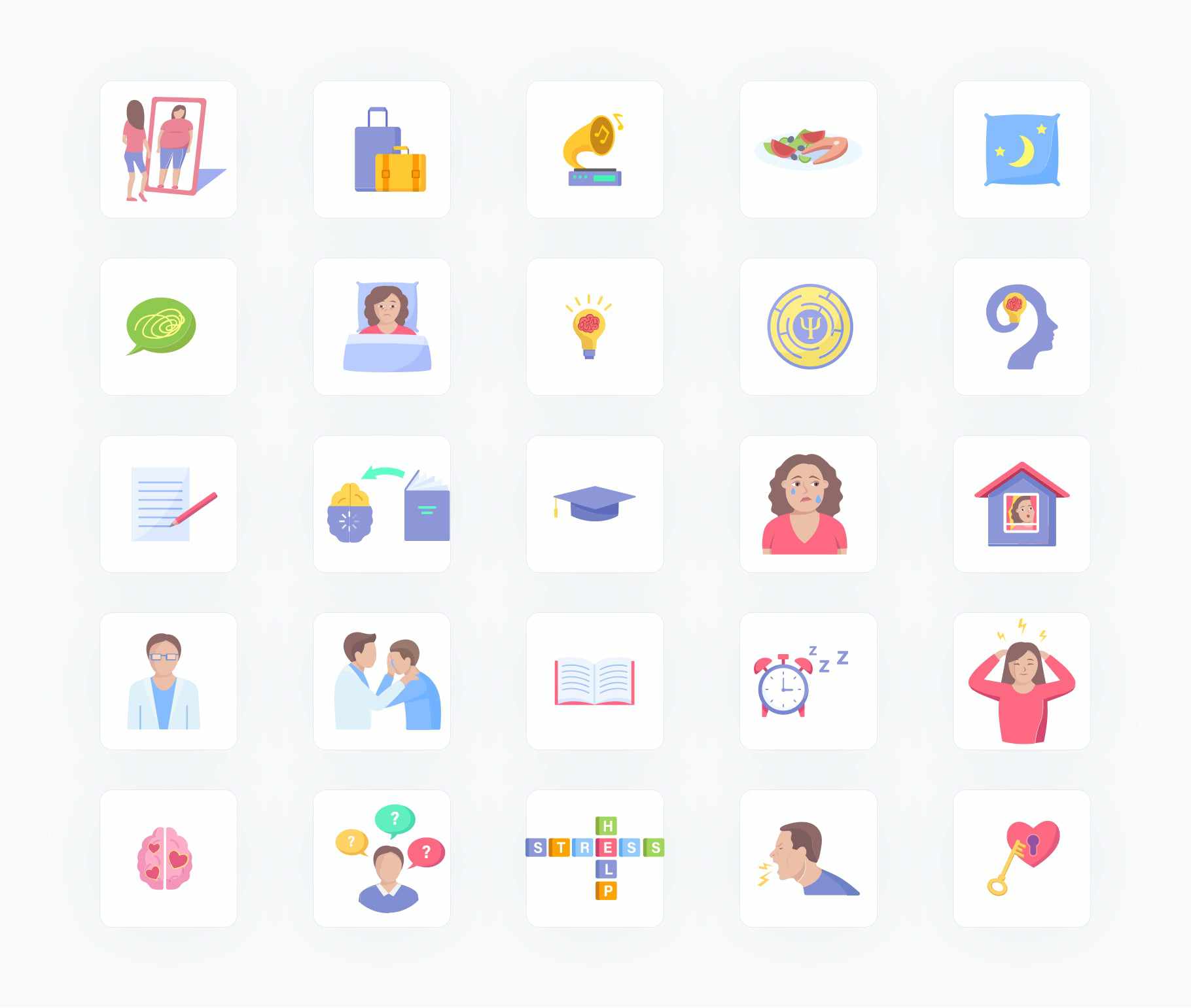 Mental Health-Flat-Vector-Icons Icons Mental Health Flat Vector Icons S12082104 powerpoint-template keynote-template google-slides-template infographic-template