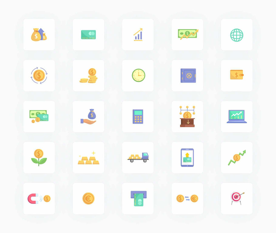 Money and Finances Flat Vector Icons S11262102-Icons-Finances-Flat-Vector-Icons-Powerpoint-Keynote-Google-Slides-Adobe-Illustrator-Infografolio