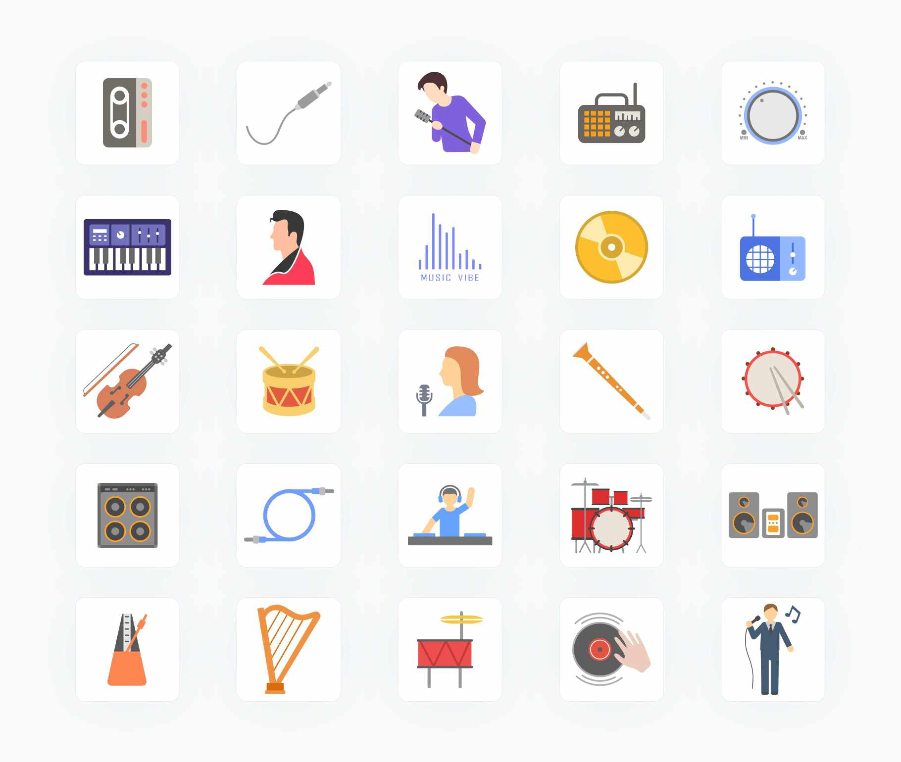 Music Industry-Flat-Vector-Icons Icons Music Industry Flat Vector Icons S12092101 powerpoint-template keynote-template google-slides-template infographic-template