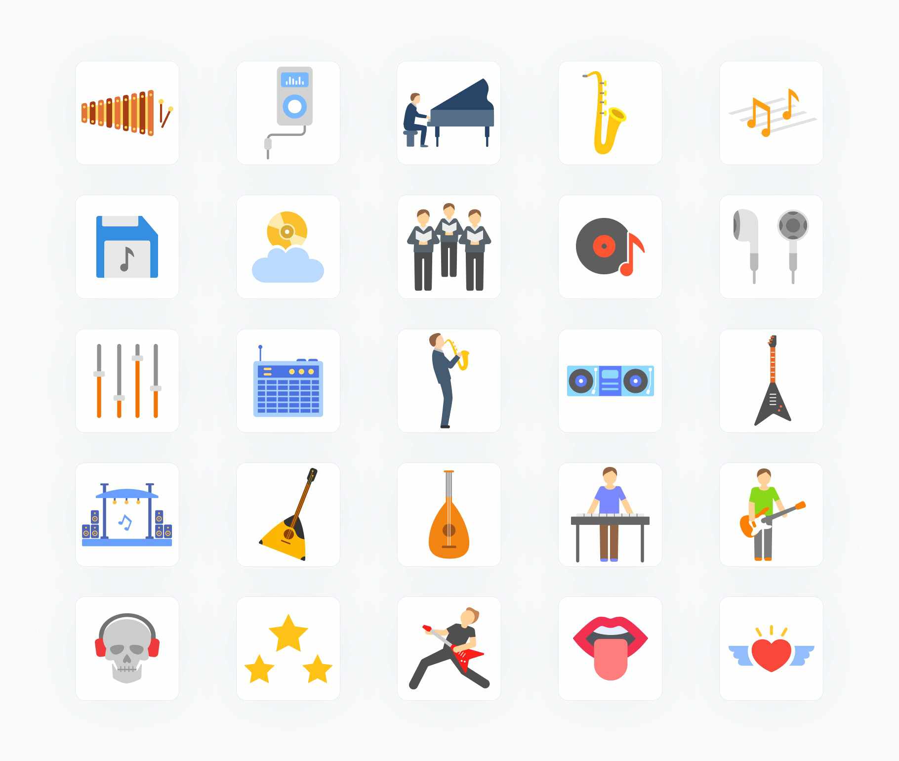 Music Industry-Flat-Vector-Icons Icons Music Industry Flat Vector Icons S12092102 powerpoint-template keynote-template google-slides-template infographic-template