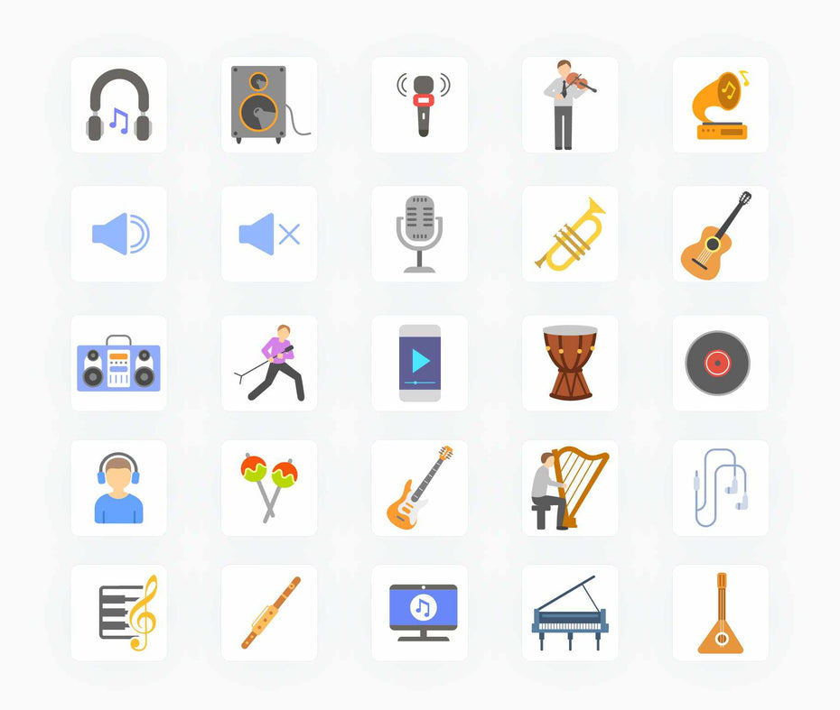 Music Industry-Flat-Vector-Icons Icons Music Industry Flat Vector Icons S12092103 powerpoint-template keynote-template google-slides-template infographic-template