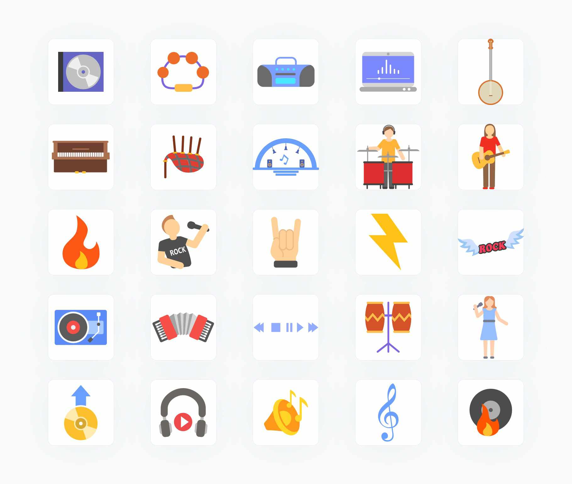 Music Industry-Flat-Vector-Icons Icons Music Industry Flat Vector Icons S12092104 powerpoint-template keynote-template google-slides-template infographic-template