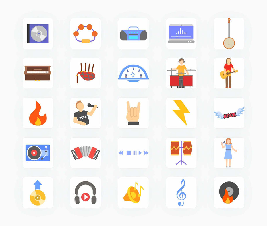 Music Industry-Flat-Vector-Icons Icons Music Industry Flat Vector Icons S12092104 powerpoint-template keynote-template google-slides-template infographic-template