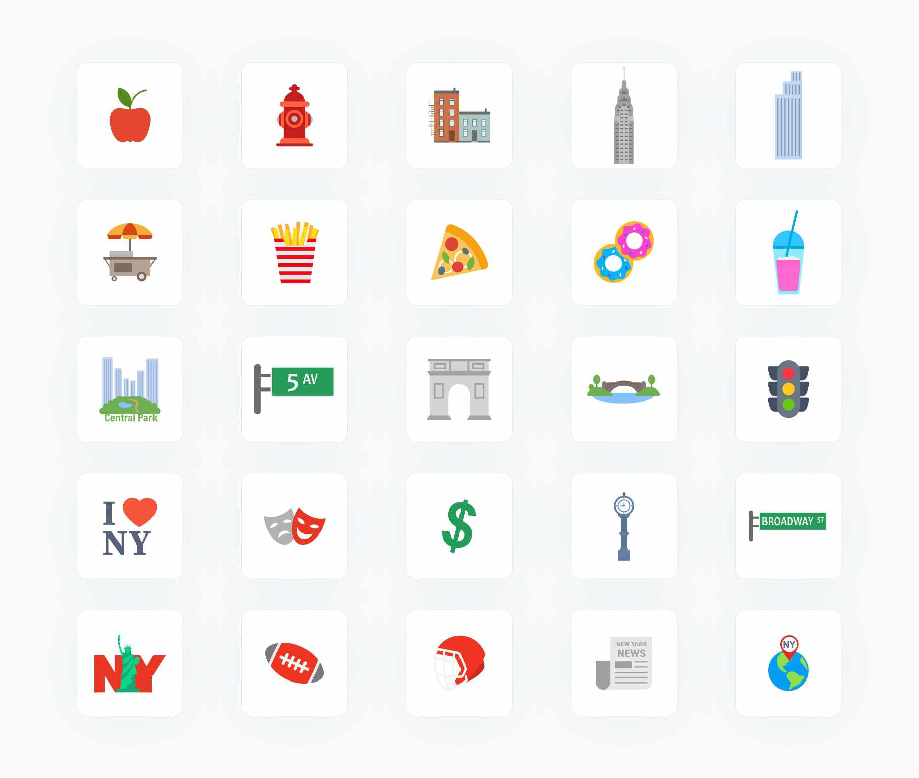 New York-Flat-Vector-Icons Icons New York Flat Vector Icons S12082101 powerpoint-template keynote-template google-slides-template infographic-template