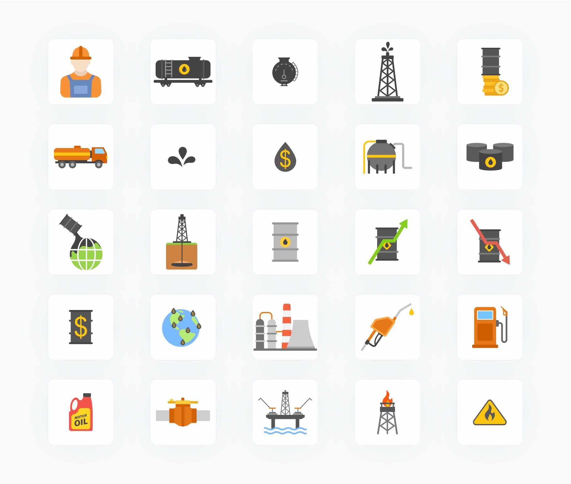Oil Industry-Flat-Vector-Icons Icons Oil Industry Flat Vector Icons S12082101 powerpoint-template keynote-template google-slides-template infographic-template