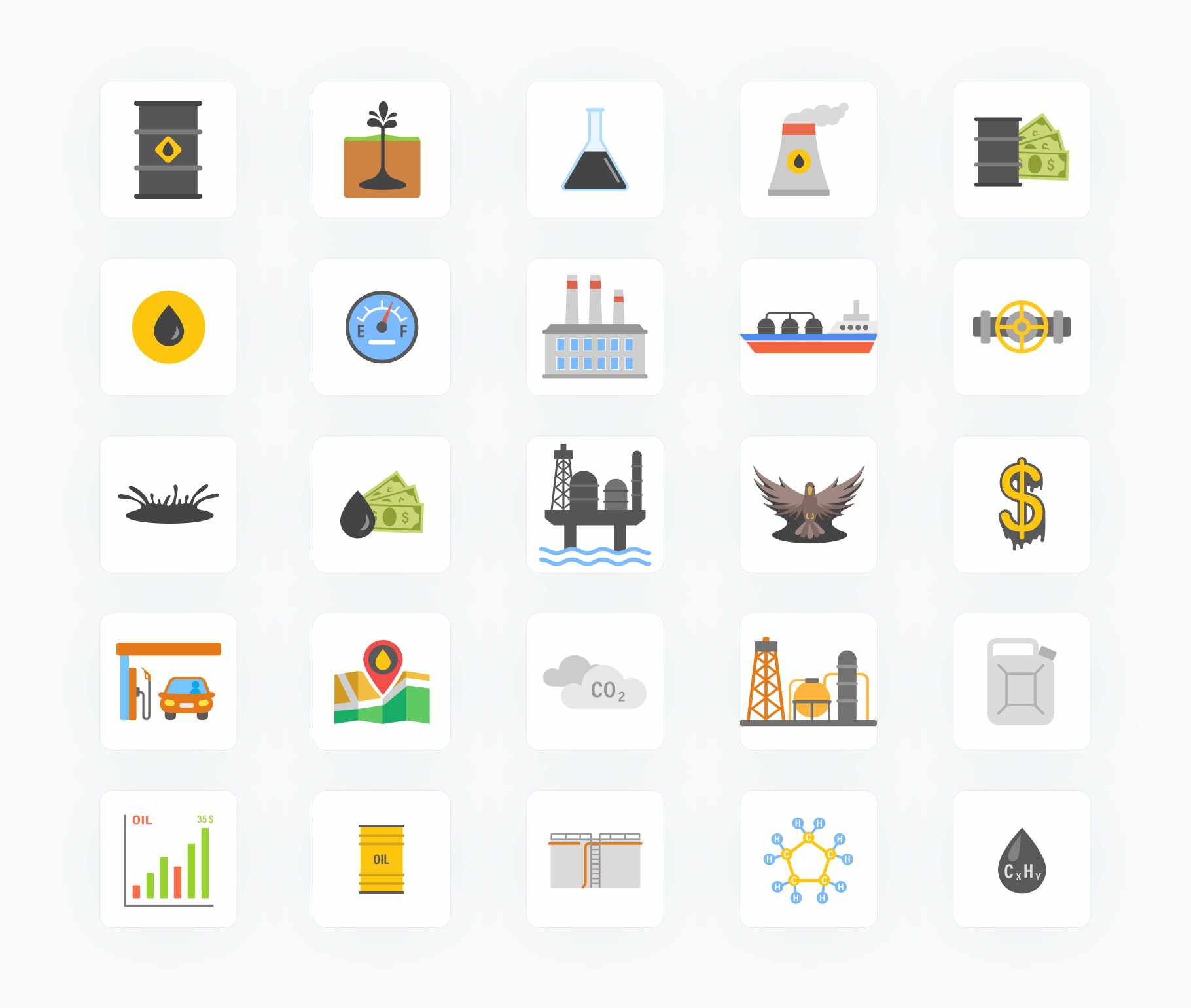 Oil Industry-Flat-Vector-Icons Icons Oil Industry Flat Vector Icons S12082103 powerpoint-template keynote-template google-slides-template infographic-template