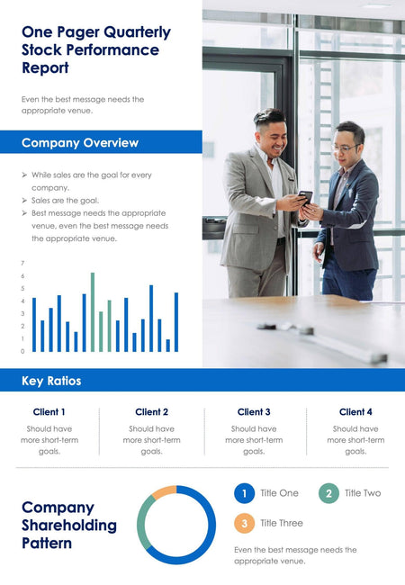 One-Pagers-Infographics Infographics One Pager Quarterly Stock Performance Report Document powerpoint-template keynote-template google-slides-template infographic-template