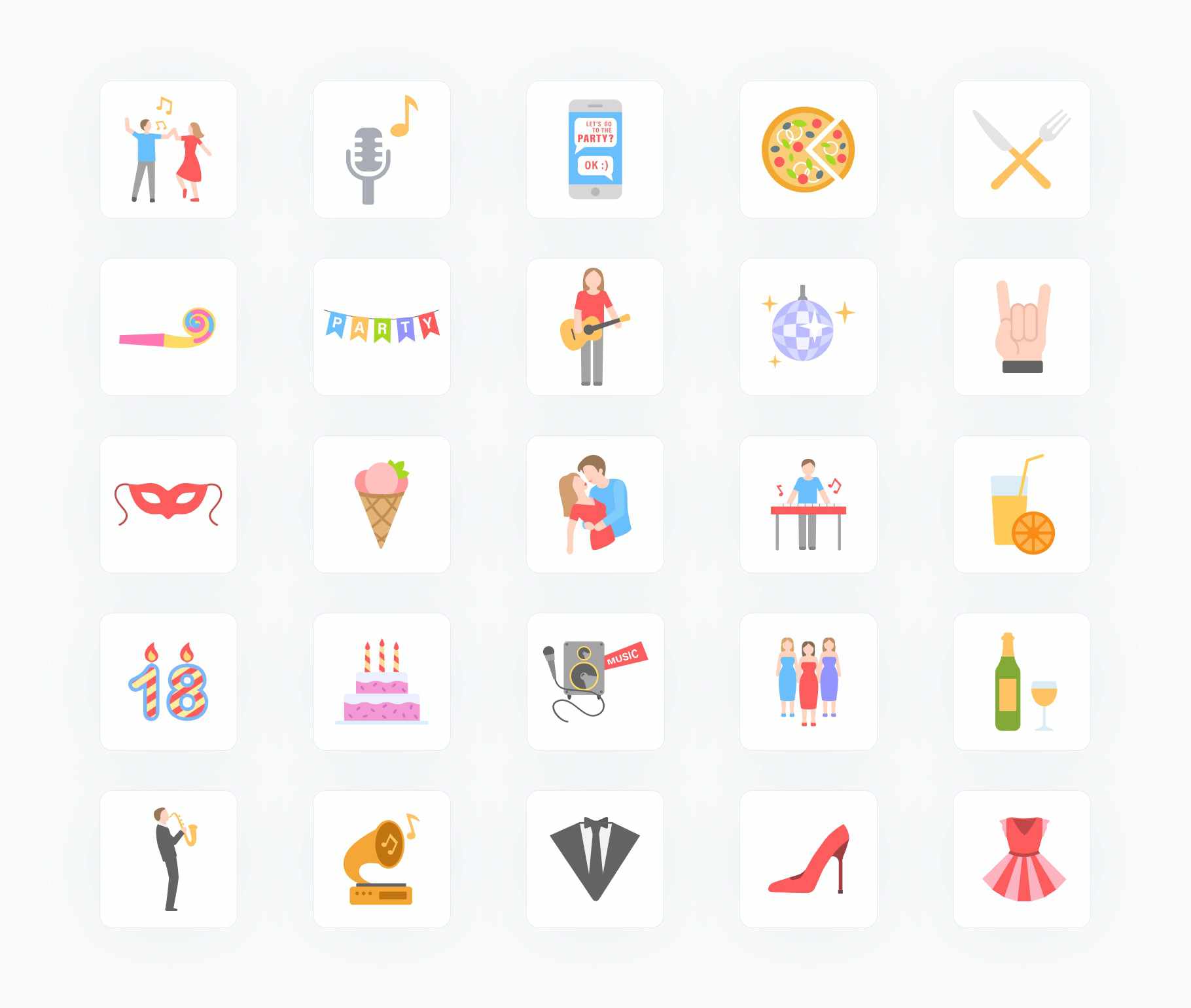 Party-Flat-Vector-Icons Icons Party Flat Vector Icons S01192204 powerpoint-template keynote-template google-slides-template infographic-template