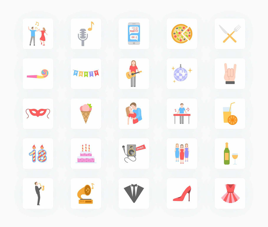 Party-Flat-Vector-Icons Icons Party Flat Vector Icons S01192204 powerpoint-template keynote-template google-slides-template infographic-template