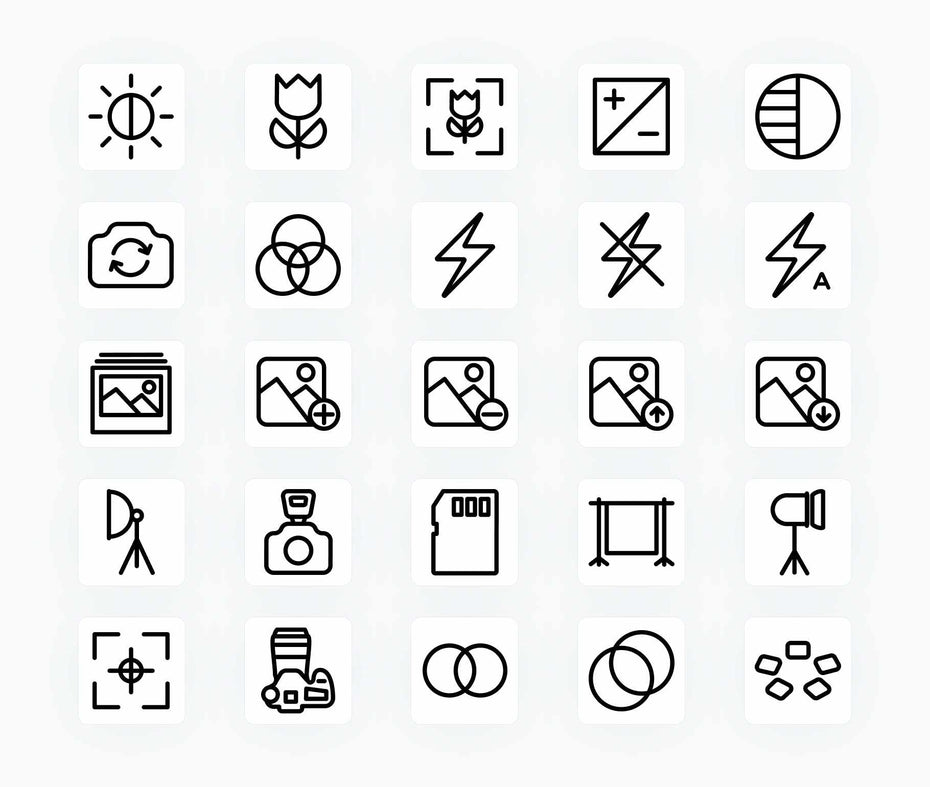 Photography-Outline-Vector-Icons Icons Photography Outline Vector Icons S12162102 powerpoint-template keynote-template google-slides-template infographic-template