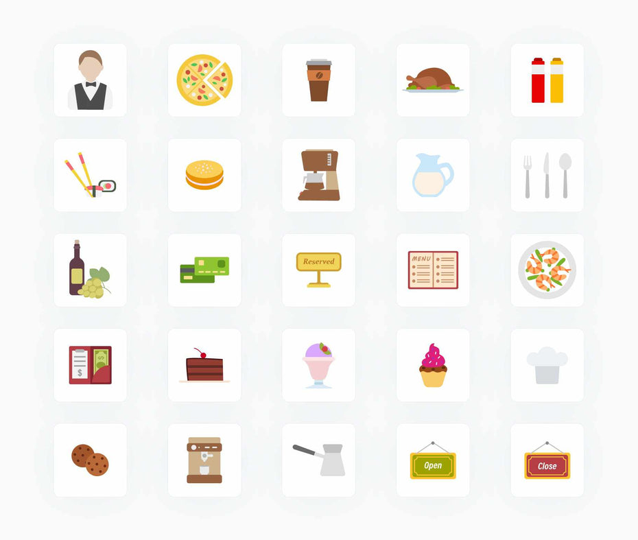 Restaurant-Flat-Vector-Icons Icons Restaurant Flat Vector Icons S12092101 powerpoint-template keynote-template google-slides-template infographic-template