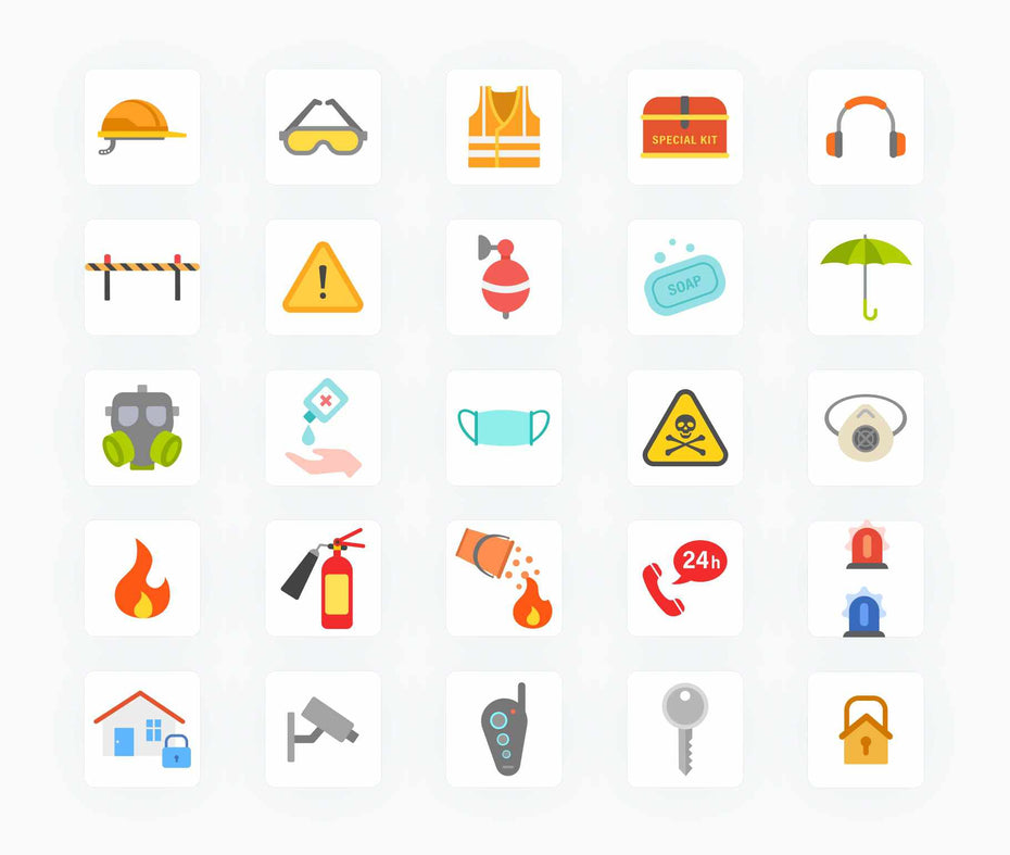 Safety -Flat -Vector-Icons Icons Safety Flat Vector Icons S12102101 powerpoint-template keynote-template google-slides-template infographic-template