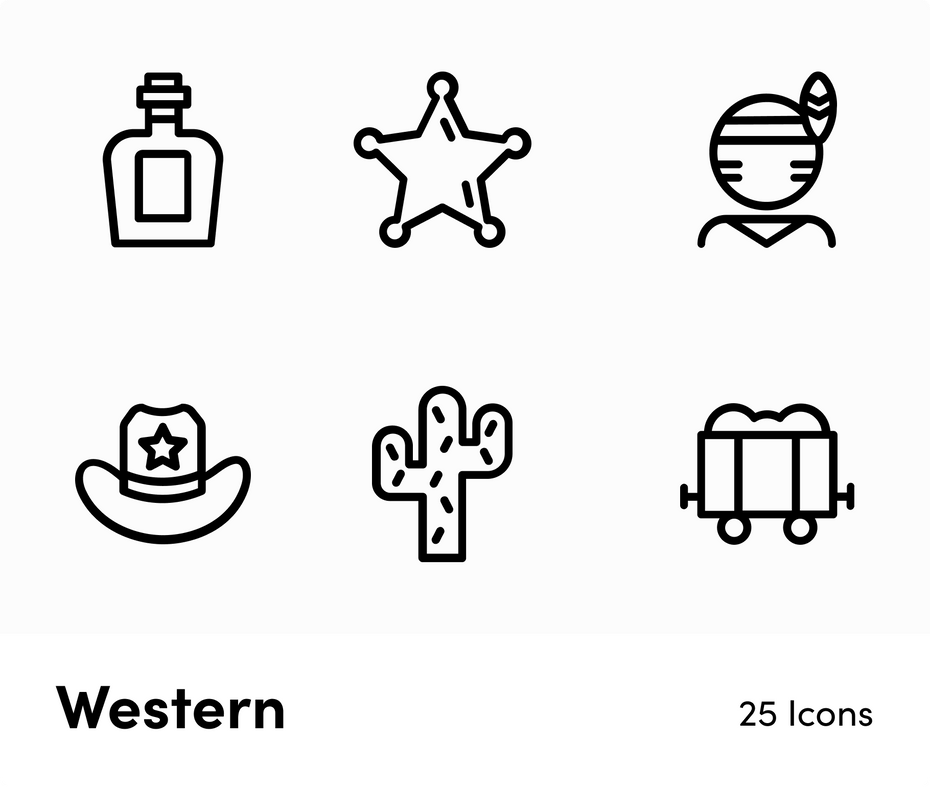 Western-Outline-Vector-Icons Icons Western Outline Vector Icons S12222101 powerpoint-template keynote-template google-slides-template infographic-template