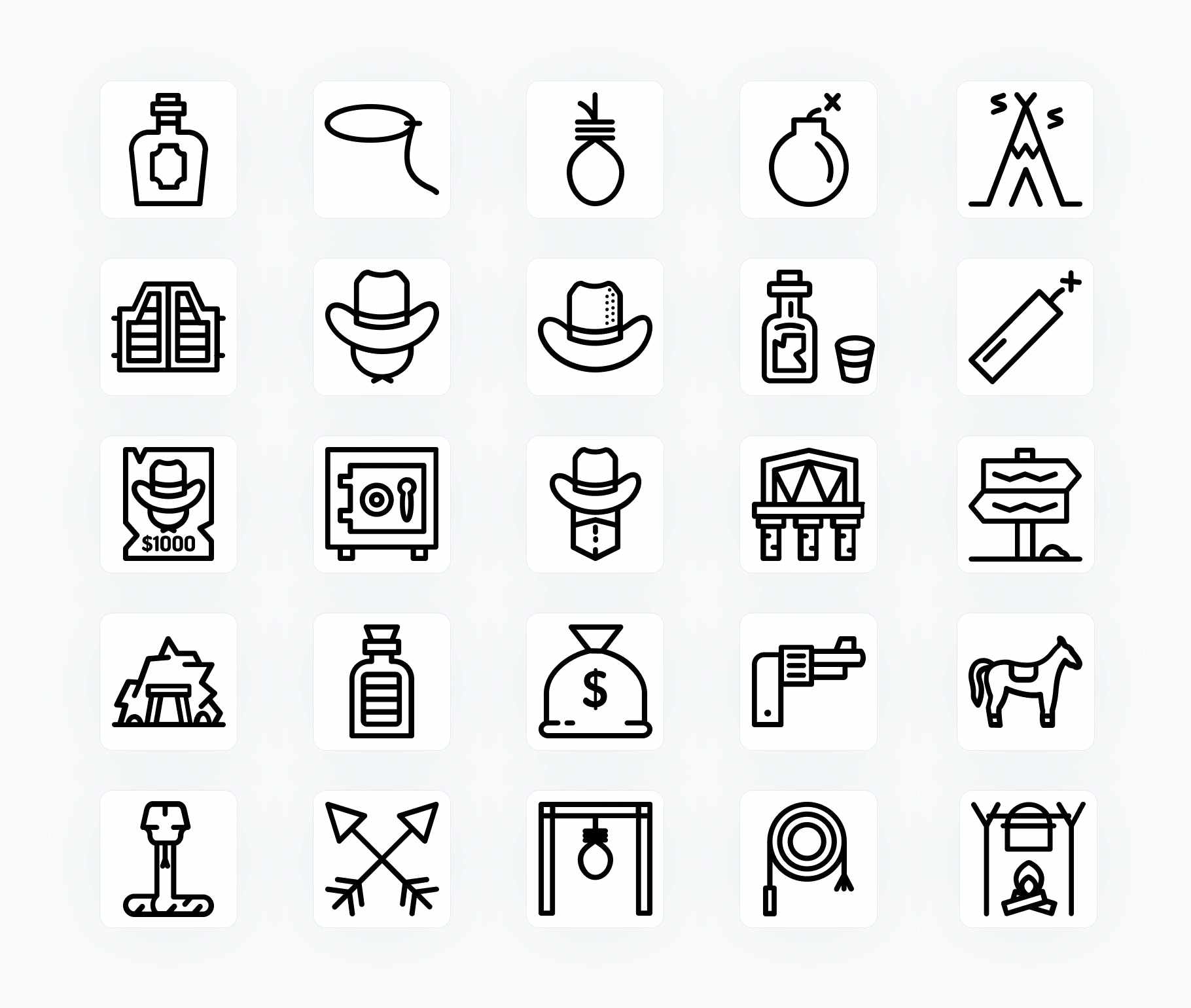 Western-Outline-Vector-Icons Icons Western Outline Vector Icons S12222102 powerpoint-template keynote-template google-slides-template infographic-template