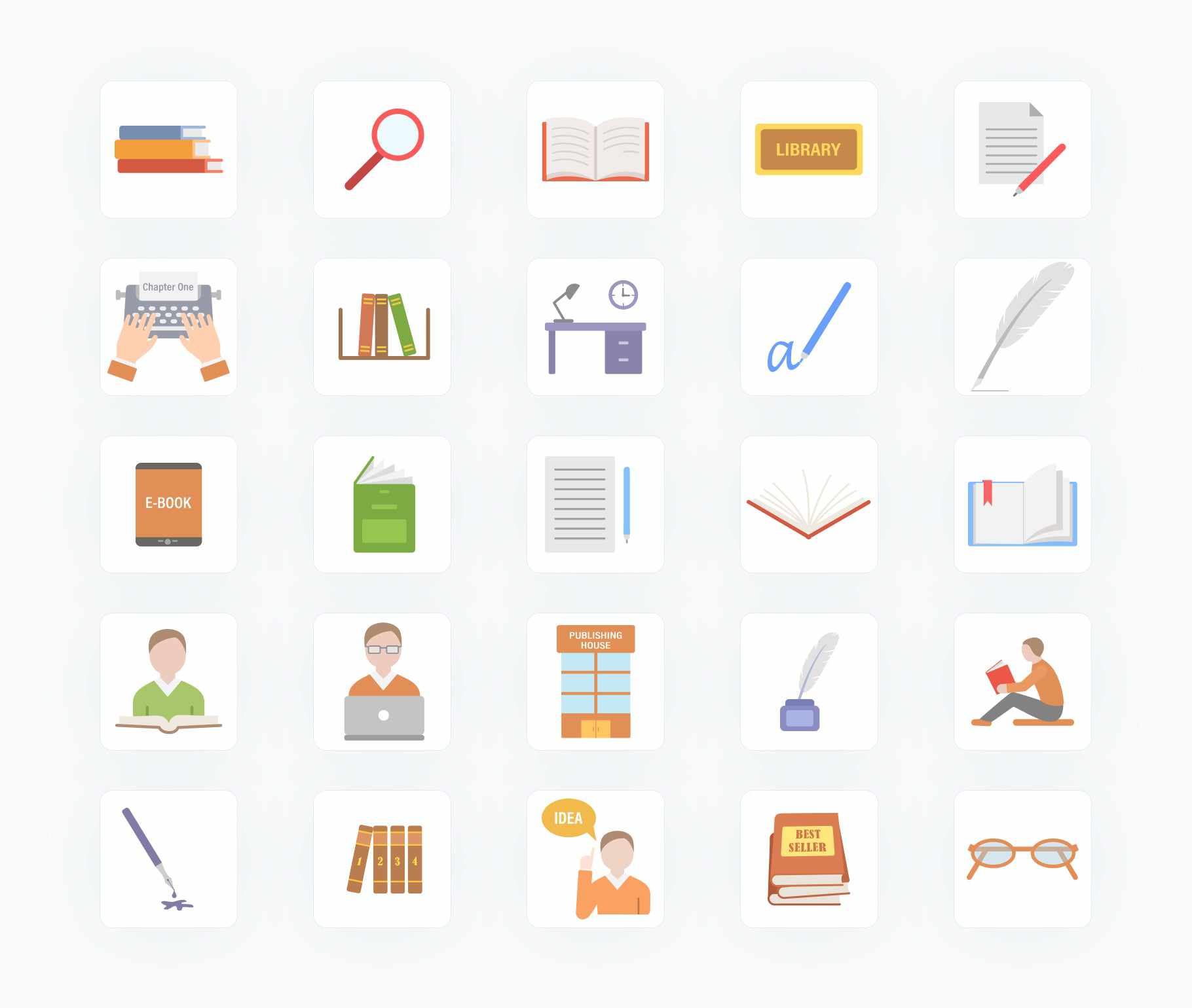 Writers and Books-Vector-Icons Icons Writers and Books Vector Icons S12092103 powerpoint-template keynote-template google-slides-template infographic-template